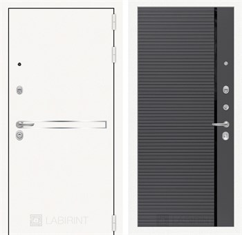 Входная дверь Лайн WHITE 22 - Графит софт, черная вставка - фото 103249