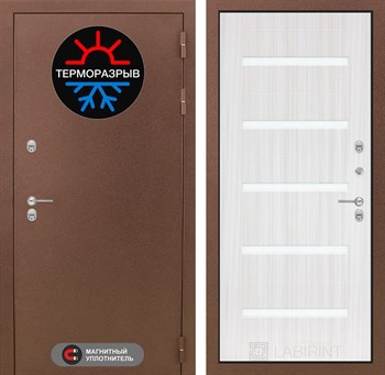 Входная дверь Термо Магнит 01 - Сандал белый, стекло белое - фото 104438