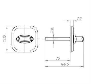 Ручка Fuaro (Фуаро) поворотная BKW8x75.K.XL62 (BKW8x75 XL) SSC-16 сатинированный хром - фото 125186