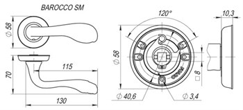 Ручка Fuaro (Фуаро) раздельная R.SM58.BAROCCO (BAROCCO SM) GOLD-24 золото 24К - фото 125467