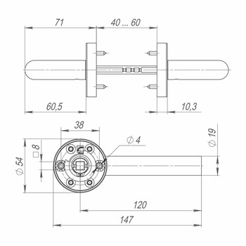 Ручка Fuaro (Фуаро) раздельная R.DSS201-0204/19 (DSS-0204/19) INOX 201 - фото 125595