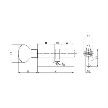 Цилиндровый механизм Kale kilit (Кале килит) с вертушкой 164 SM/80 (35+10+35) mm латунь 5 кл. - фото 129909