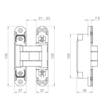 Петля Armadillo (Армадилло) скрытой установки U3D7803.VPG AB бронза TECH - фото 133241