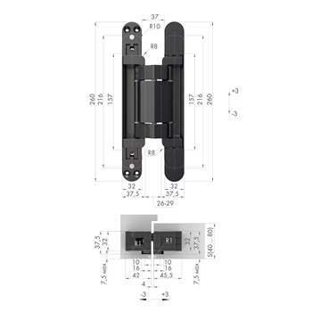 Петля Armadillo (Армадилло) скрытой установки U3D2200.VPG SC мат. хром TECH - фото 133286