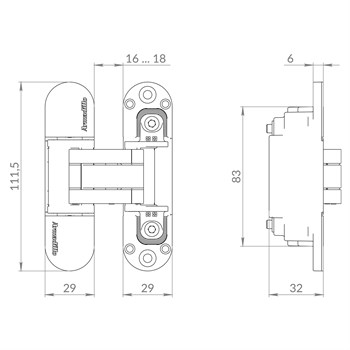 Петля Armadillo (Армадилло) скрытой установки U3D6002.TG AC медь - фото 133294
