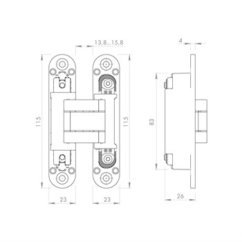 Петля Armadillo (Армадилло) скрытой установки U3D3000.VPG AB бронза TECH - фото 133422