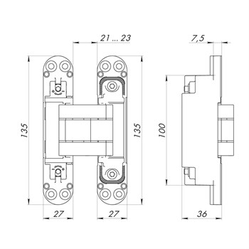 Петля Armadillo (Армадилло) скрытой установки U3D7800.VPG SG мат. золото TECH - фото 133460