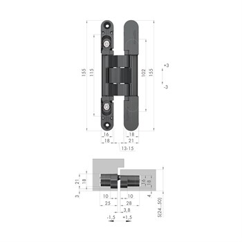 Петля Armadillo (Армадилло) скрытой установки U3D2400.VPG SC мат. хром TECH - фото 133536