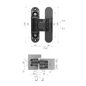 Петля Armadillo (Армадилло) скрытой установки U3D5000.VPG SC мат.хром TECH - фото 133540