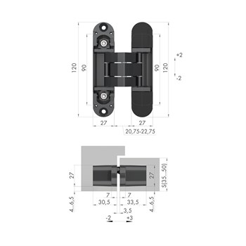 Петля Armadillo (Армадилло) скрытой установки U3D7000 FSG флор. золото TECH - фото 133552