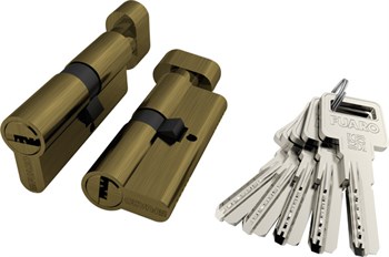 Цилиндровый Fuaro (Фуаро) механизм (R602/60) R6002Knob60(25+10+25) AB бронза 5Key с вертушкой - фото 83482
