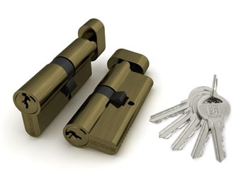 Цилиндровый Fuaro (Фуаро) механизм (100 ZM/60) 1000ZMKnob60(25+10+25) AB бронза 5Key с вертушкой - фото 83753