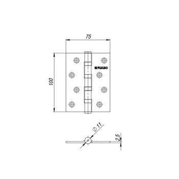 Петля Fuaro (Фуаро) универсальная IN4400UA-BL PB (4BB/A/BL 100x75x2,5) латунь БЛИСТЕР - фото 85767