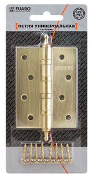 Петля Fuaro (Фуаро) универсальная IN4400UA-BL PB (4BB/A/BL 100x75x2,5) латунь БЛИСТЕР - фото 85768