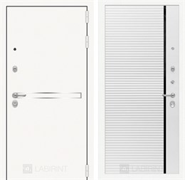 Входная дверь Лайн WHITE 22 - Белый софт, черная вставка