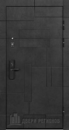 Дверь входная Флагман Доминион, цвет Бетон черный, панель - Вена цвет Белая патина