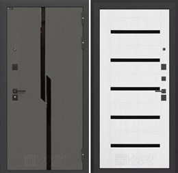 Входная дверь CARBON 01 - Белое дерево, стекло черное