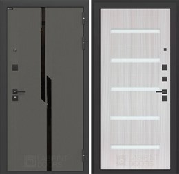 Входная дверь CARBON 01 - Сандал белый, стекло белое