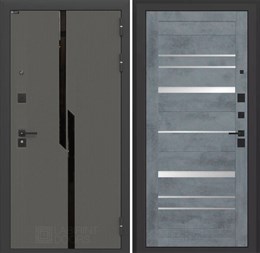 Входная дверь CARBON 20 - Бетон темный, зеркальные вставки