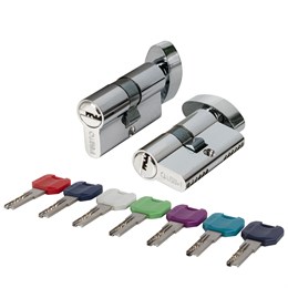 Цилиндровый Punto (Пунто) механизм MaxPro7002Knob52mm(21+10+21) SSC сатин.хром 7key с вертушкой