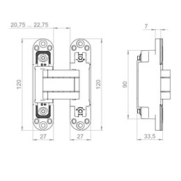 Петля Armadillo (Армадилло) скрытой установки U3D7002 FSG флор. золото TECH