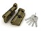 Цилиндровый Fuaro (Фуаро) механизм (100 ZM/60) 1000ZMKnob60(25+10+25) AB бронза 5Key с вертушкой - фото 83753